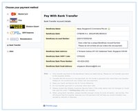Выбор оплаты банковским переводом